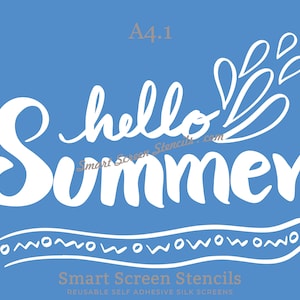 Hallo Zomer Splash SilkScreen Stencil - Herbruikbaar, Zelfklevend - Stof, Canvas, Kaarten, Glas, Keramiek, Tegel, Plastic, Hout, Klei, Metaal