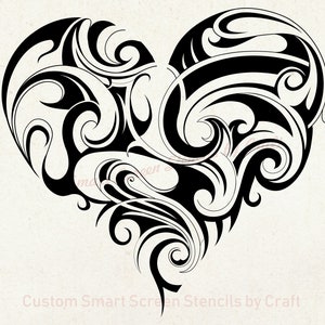 Plantilla de serigrafía de corazón jaspeado - Reutilizable, autoadhesiva - Lienzo, Tarjetas, Vidrio, Cerámica, Paredes, Tela, Madera, Metal, Arcilla, Textil, Papel