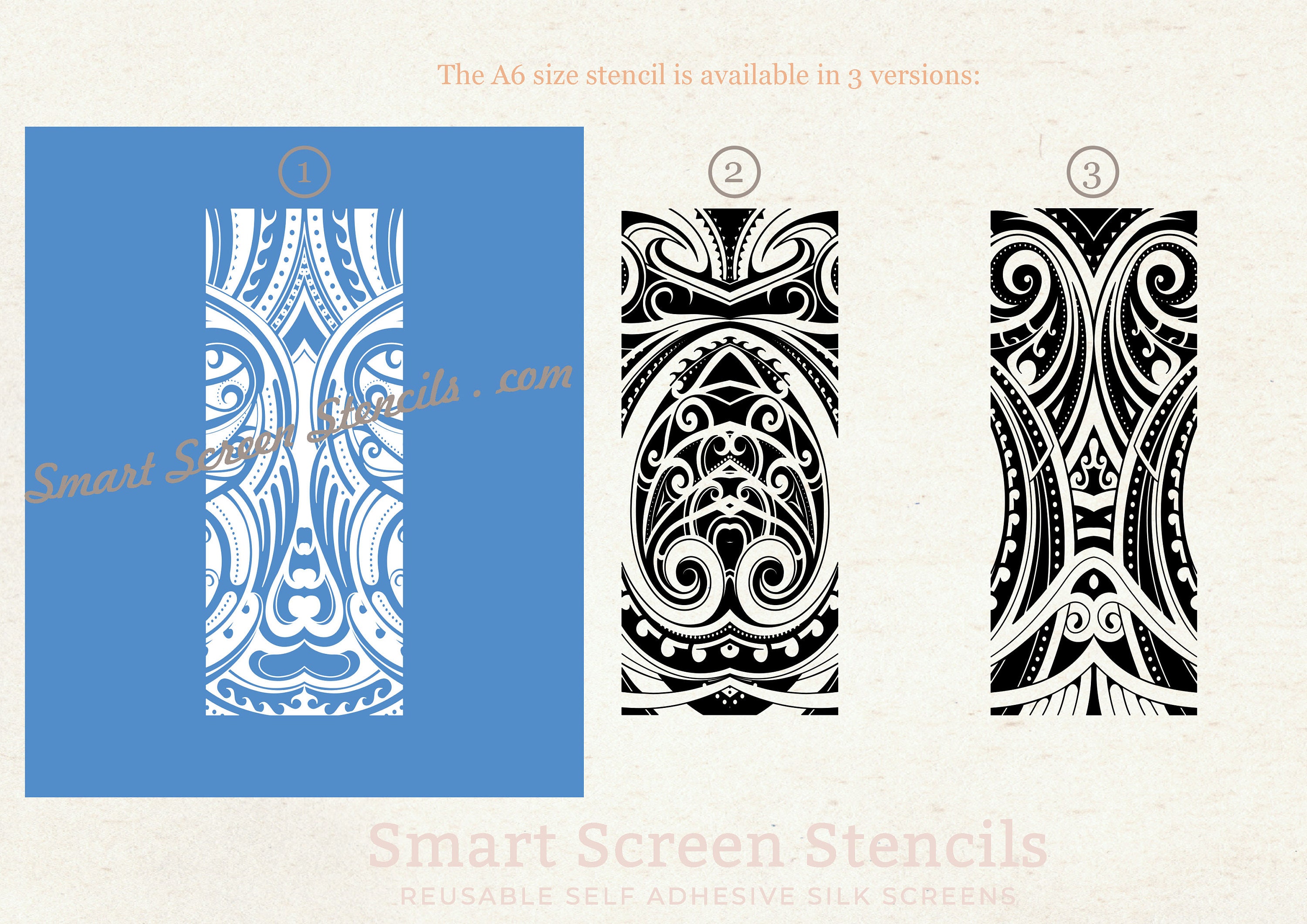 Tribal Maori Pattern Silkscreen Stencil Reusable, Adhesive Fabric, Paper,  Glass, polymer Clay, Metal, Wood, Textile, Stone, Ceramics -  Israel