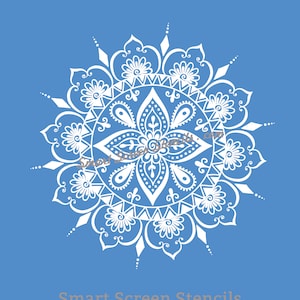 Floral Mandala Silkscreen Stencil - Reusable, Self Adhesive - Fabric, Canvas, Wood, Clay, Metal, Textile, Paper, Glass, Plastic, Tile, Wall