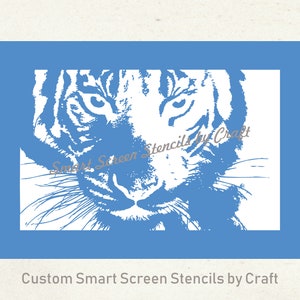 Crouching Tiger SilkScreen Stencil Reusable, Self Adhesive Canvas, Cards, Glass, Ceramics, Walls, Fabric, Wood, Metal, Clay, Paper, etc image 4