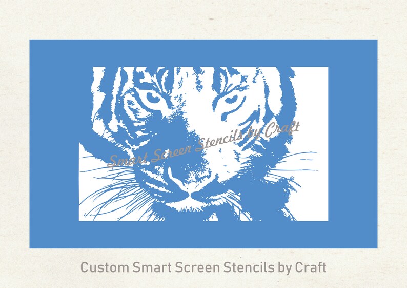 Crouching Tiger SilkScreen Stencil Reusable, Self Adhesive Canvas, Cards, Glass, Ceramics, Walls, Fabric, Wood, Metal, Clay, Paper, etc image 4