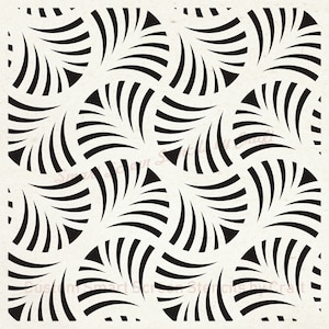 Pochoir sérigraphique abstrait Fan Leaf - Réutilisable, Adhésif, Design sans couture - Toile, Cartes, Verre, Céramique, Murs, Tissu, Bois, Métal, Argile