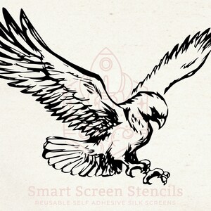Soaring Eagle SilkScreen Stencil - Riutilizzabile, Adesivo - Tela, Carte, Vetro, Ceramica, Parete, Tessuto, Legno, Argilla, Piastrella, Tessuto, Segni, Camicia