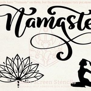 Namaste Serigrafia Stencil - Personalizzato, Riutilizzabile, Adesivo - Tela, Carte, Vetro, Ceramica, Piastrelle, Pareti, Tessuto, Legno, Argilla, Metallo, Tessuto ecc