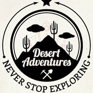Desert Adventures Quote Stencil serigrafico - riutilizzabile, adesivo - Tela, carte, vetro, ceramica, parete, tessuto, legno, metallo, argilla, T-shirt