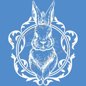 Bunny Rabbit Spring Wreath SilkScreen Stencil Reusable, Adhesive Canvas, Cards, Glass, Ceramic, Wall, Fabric, Wood, Clay, Textile, Signs image 2