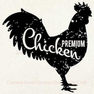 Farm Fresh Chicken SilkScreen Stencil - Reutilizable, Autoadhesivo - Lienzo, Tarjetas, Vidrio, Cerámica, Paredes, Tela, Madera, Metal, Arcilla, Letreros
