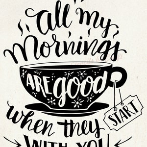 Good Mornings Quote SilkScreen Stencil - Reutilizable, Autoadhesivo - Lienzo, Tarjetas, Vidrio, Cerámica, Paredes, Tela, Madera, Plástico, Metal, Arcilla