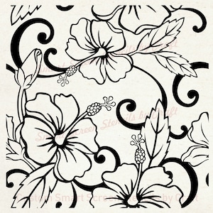 Stencil serigrafico a fiore tropicale - riutilizzabile, autoadesivo - tela, carte, vetro, ceramica, parete, tessuto, legno, metallo, argilla, carta