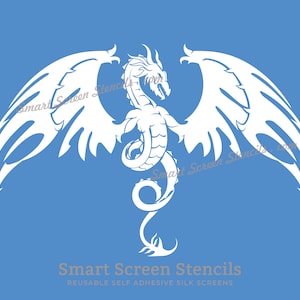 Flying Dragon Silhouette, Reusable Silkscreen, Silk Screen Printing Stencil, Gothic Dragon Wall Art, Customized Stencil, Gargoyle Stencil