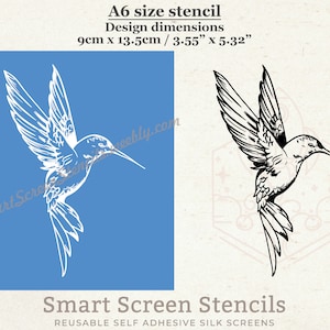 Colibrì, serigrafia riutilizzabile, stampa di colibrì, stencil per serigrafia, stampa su argilla, incisione su vetro, cartello in legno con giardino per uccelli