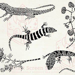 Lizards SilkScreen Stencil - Reutilizable, Adhesivo - Lienzo, Tarjetas, Arcilla, Vidrio, Cerámica, Arcilla Polimérica, Tela, Madera, Metal, Textil, Cerámica