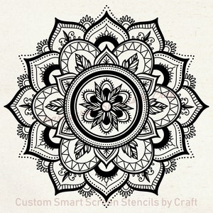 Boho Mandala SilkScreen Stencil - Riutilizzabile, Autoadesivo - Tessile, Ceramica, Vetro, Legno, Metallo, Carte, Argilla, Tessuto, Piastrella, Plastica, Parete