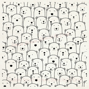 Pochoir sérigraphique sans couture ours polaires - réutilisable, auto-adhésif - tissu, toile, céramique, carrelage, verre, bois, argile, cartes, métal, plastique