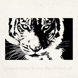 Crouching Tiger SilkScreen Stencil Reusable, Self Adhesive Canvas, Cards, Glass, Ceramics, Walls, Fabric, Wood, Metal, Clay, Paper, etc image 3