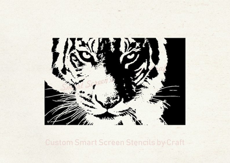 Crouching Tiger SilkScreen Stencil Reusable, Self Adhesive Canvas, Cards, Glass, Ceramics, Walls, Fabric, Wood, Metal, Clay, Paper, etc image 3