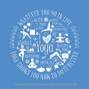 Yoga SmartScreen Stencil Reusable, Self adhesive Canvas, Cards, Glass, Ceramic, Wall, Fabric, Wood, Plastic, Metal, Paper, Textile, Clay image 2