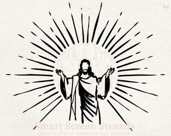 Jesus Christ Stencil, Reusable Silkscreen, Screen Printing Stencil, Son of God, Christian Symbols, Customized Stencil, Faith over Fear Bible