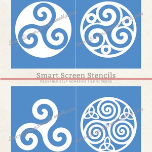 Triskelion Triskel Silkscreen Stencil - Reusable, Adhesive - Fabric, Canvas, Wood, Clay, Metal, Textile, Paper, Glass, Plastic, Tile, Wall