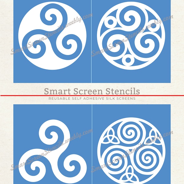 Triskelion Triskel Silkscreen Stencil - Reusable, Adhesive - Fabric, Canvas, Wood, Clay, Metal, Textile, Paper, Glass, Plastic, Tile, Wall