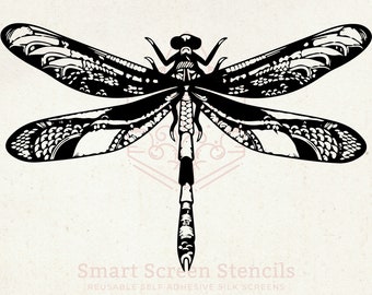 Dragonfly Silkscreen Stencil - Custom, Reusable, Adhesive - Canvas, Fabric, Cards, Glass, Ceramics, Tile, Walls, Wood, Plastic, Stone, Clay.