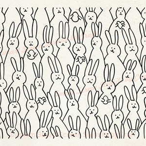 Conejitos de dibujos animados reutilizables sin costuras SilkScreen Stencil Craft - Lienzo, Tarjetas, Vidrio, Cerámica, Paredes, Tela, Madera, Bolsos de Mano, Arcilla Polimérica