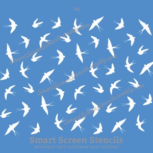 Barn Swallow Birds SilkScreen Stencil - Herbruikbaar, Zelfklevend - Canvas, Kaarten, Glas, Keramiek, Polymeer Klei, Stof, Hout, Metaal, Klei, Textiel