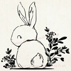 Hand getekend Bunny SilkScreen Stencil - herbruikbaar, zelfklevend - canvas, kaarten, glas, keramiek, muur, stof, hout, metaal, papier, klei, enz.