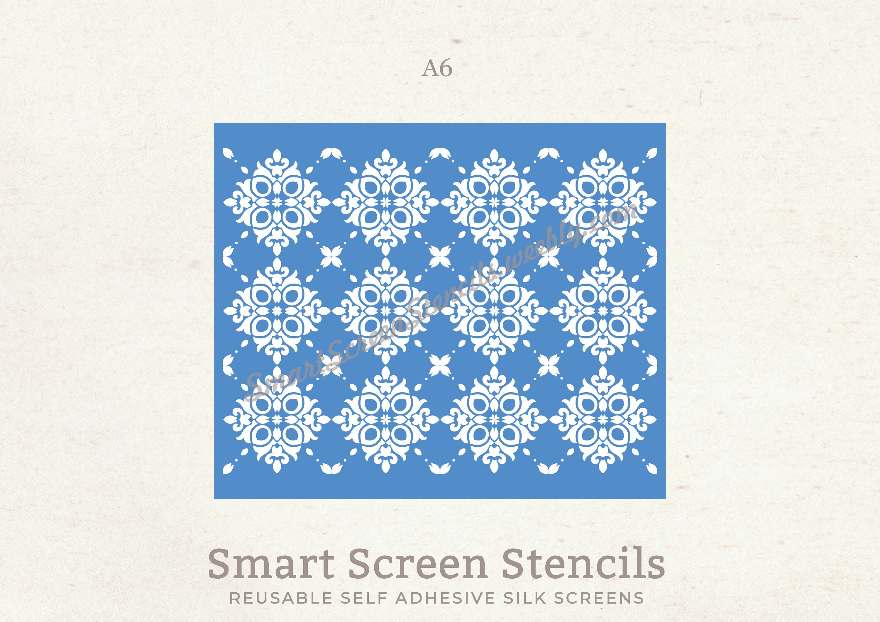 Briartw Mini Pattern Arabesque Silkscreen Stencil 8.5x11" Reusable Self-Adhesive Mesh Stencils Silk Screen Stencil Printing For Polymer Clay Home