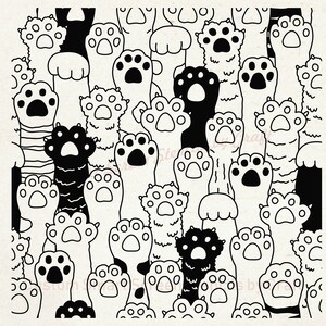 Cartoon Cat Paws SilkScreen Stencil - Seamless, Reusable, Adhesive - Canvas, Cards, Glass, Ceramic, Wall, Fabric, Wood, Metal, Polymer Clay