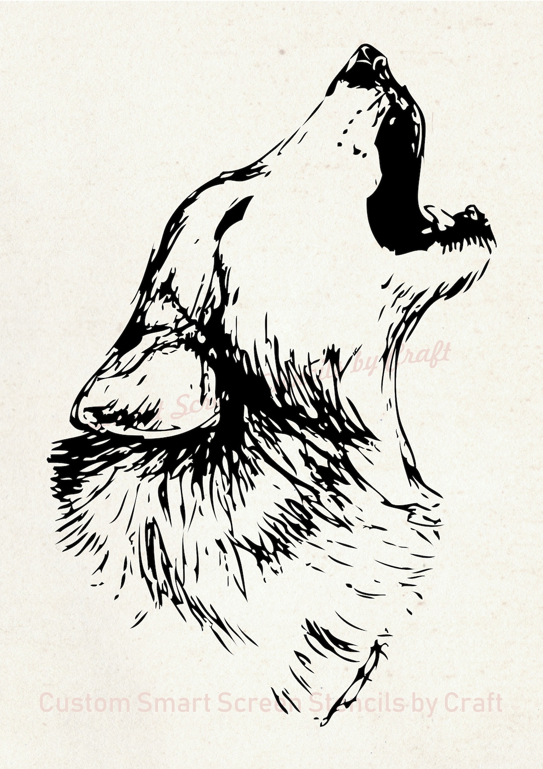 Howling Wolf Silkscreen Stencil - Reusable, Selfadhesive - Canvas ...
