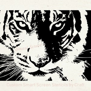 Crouching Tiger SilkScreen Stencil Reusable, Self Adhesive Canvas, Cards, Glass, Ceramics, Walls, Fabric, Wood, Metal, Clay, Paper, etc image 1