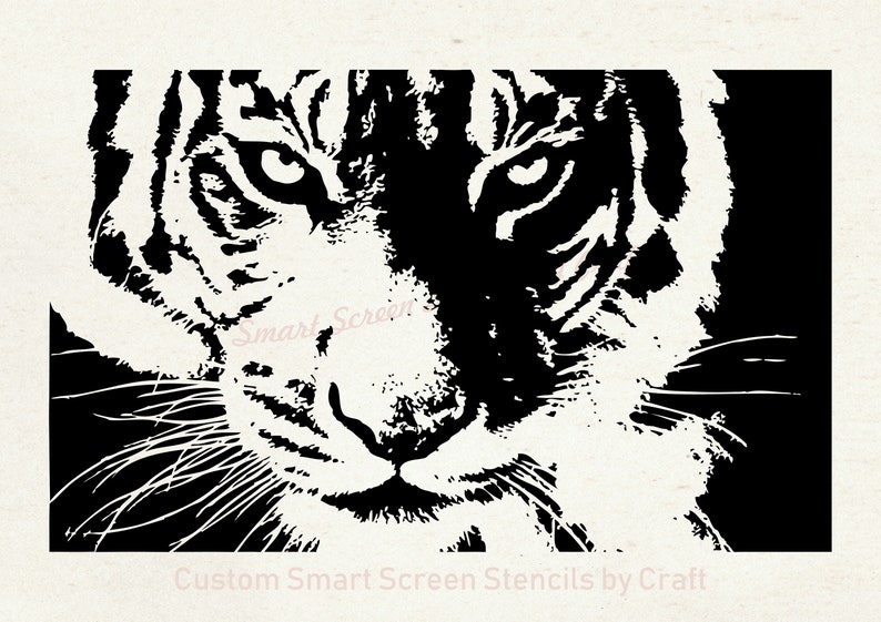 Crouching Tiger SilkScreen Stencil Reusable, Self Adhesive Canvas, Cards, Glass, Ceramics, Walls, Fabric, Wood, Metal, Clay, Paper, etc image 1