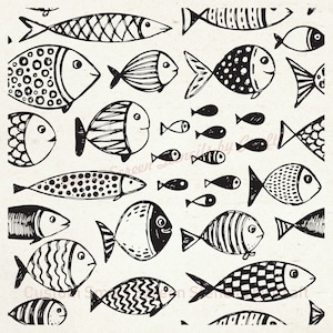 Cartoon Fishes, Silk Screen Stencil, Reusable Silkscreen, Cartoon Pattern Stencil, Sea Creature Print, Etch on Glass, Screenprinting Stencil