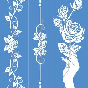 Stencil serigrafico per rose portatili - riutilizzabile, adesivo - tela, carte, vetro, ceramica, parete, tessuto, legno, plastica, metallo, argilla, ceramica