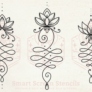 Mandala Lotus Serigrafia Stencil - Riutilizzabile, Adesivo, Flessibile - Tessuto, Carta, Vetro, Argilla, Metallo, Legno, Tessuto, Pietra, Plastica, Parete