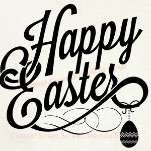 Plantilla de serigrafía happy Easter - Reutilizable, autoadhesiva - lienzo, tarjetas, vidrio, cerámica, paredes, tela, madera, papel, metal, arcilla polimérica.