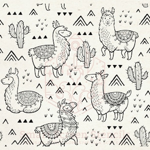 Llama Drama SilkScreen Stencil - Sin costuras, reutilizable, adhesivo - Lienzo, Tarjetas, Vidrio, Cerámica, Tela, Madera, Metal, Arcilla polimérica, Textil