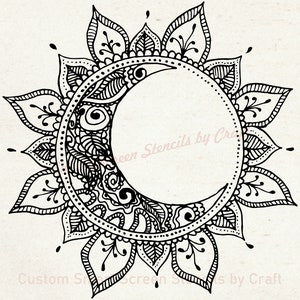 Boho Celestial Stencil, Sun and Moon Design, Reusable Silkscreen, Mandala Stencil, Craft Screen Printing Tools, Silk Screen, Textile Stencil