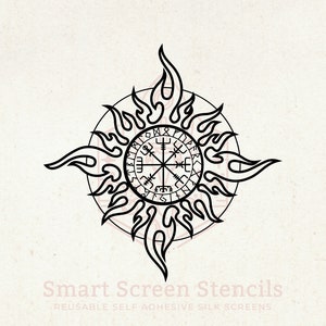 Celtic Sun Star Zeefdruk Stencil - Aangepast, Herbruikbaar, Zelfklevend - Canvas, Stof, Kaarten, Glas, Keramiek, Tegel, Muren, Hout, Klei, Steen etc.