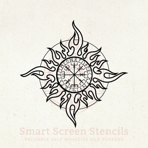 Celtic Sun Star Serigrafia Stencil - Personalizzato, Riutilizzabile, Adesivo - Tela, Tessuto, Carte, Vetro, Ceramica, Piastrelle, Pareti, Legno, Argilla, Pietra ecc.