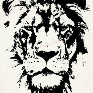Stencil SilkScreen testa di leone disegnato a mano - Riutilizzabile, Senza cuciture - Tela, Carte, Vetro, Ceramica, Parete, Tessuto, Legno, Argilla, Tessile, Segni