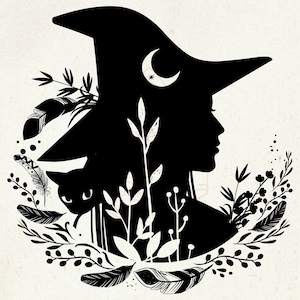 Witch Cat Witchcraft SmartScreen Stencil - Herbruikbaar, Zelfklevend - Canvas, Kaarten, Glas, Keramiek, Muur, Stof, Hout, Plastic, Metaal, Klei