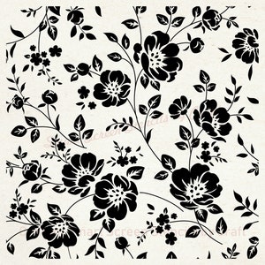 Vintage bloemenbehang zeefdruk stencil - herbruikbaar, zelfklevend - canvas, kaarten, glas, keramiek, muren, stof, hout, metaal, klei, enz