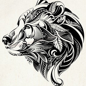 Stencil serigrafico artistico dell'orso disegnato a mano - riutilizzabile, autoadesivo - tela, carte, vetro, ceramica, pareti, tessuto, legno, metallo, tessuto