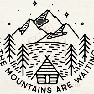 Le montagne sono in attesa Stencil serigrafico - riutilizzabile, adesivo - tela, carte, vetro, ceramica, parete, tessuto, legno, metallo, argilla, T-shirt