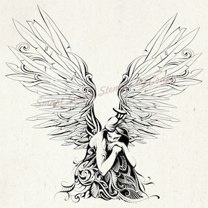 Bellissimo stencil Angel Smartscreen - riutilizzabile, autoadesivo - tela, ceramica, vetro, legno, tessuto, carte, metallo, argilla, tessuto, carta