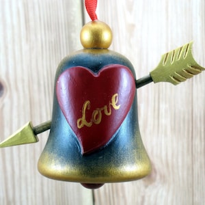 Unique bell for lovers, Wooden hanging decorations, Gift for loved ones, Valentine&#39;s day present, Decorative bell for hanging, Home decor