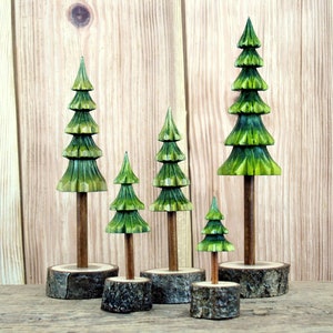 Set of Five Unfinished Pine Trees, Wooden Crafts to Paint, Mini